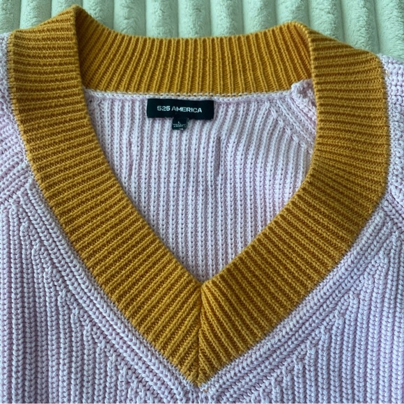 525 America Sweater Womens Large Pullover Cable Pink Orange Preppy Casual - Picture 4 of 9